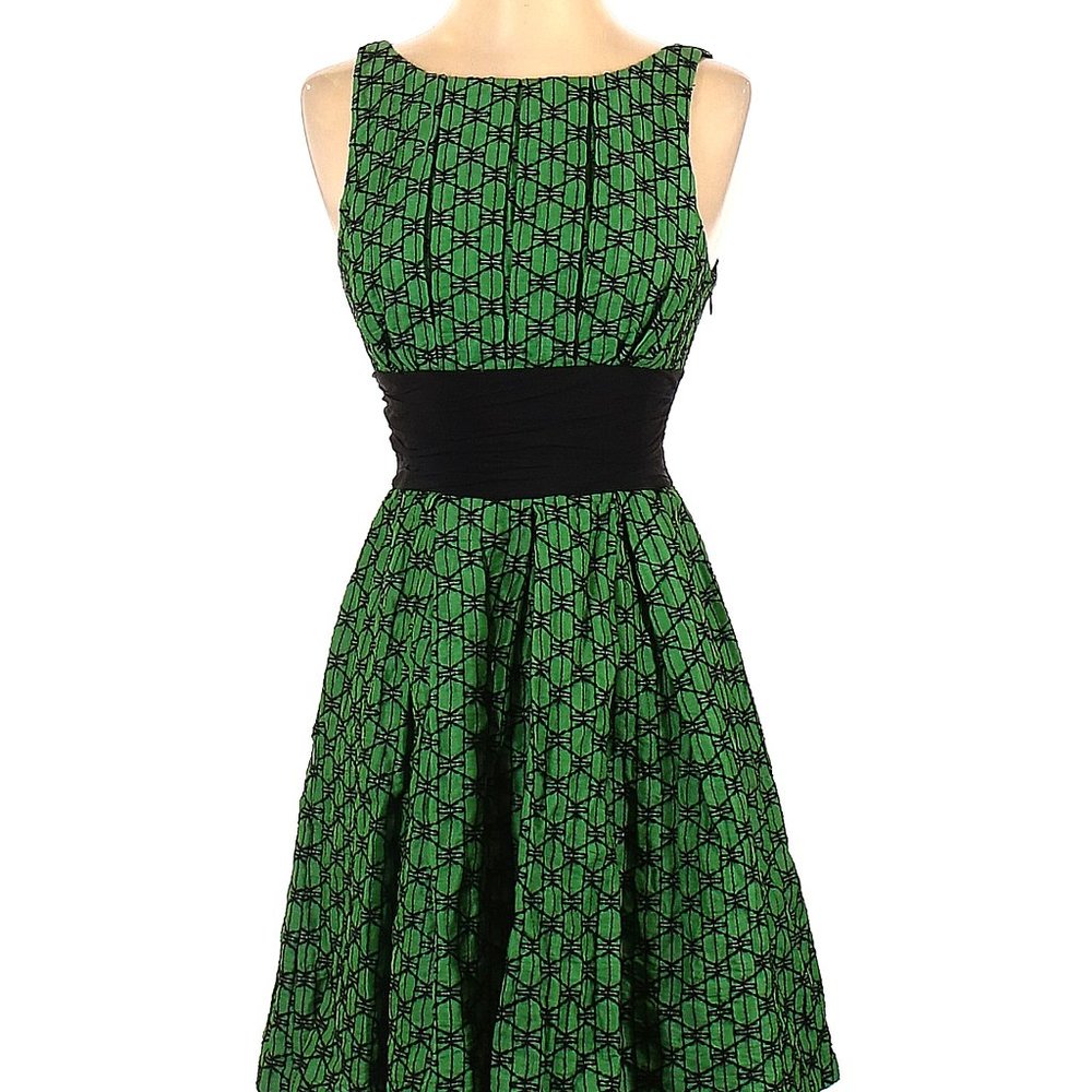 Anthropologie Frock! by Tracy Reese "Ablaze" Green Fit & Flare Dress